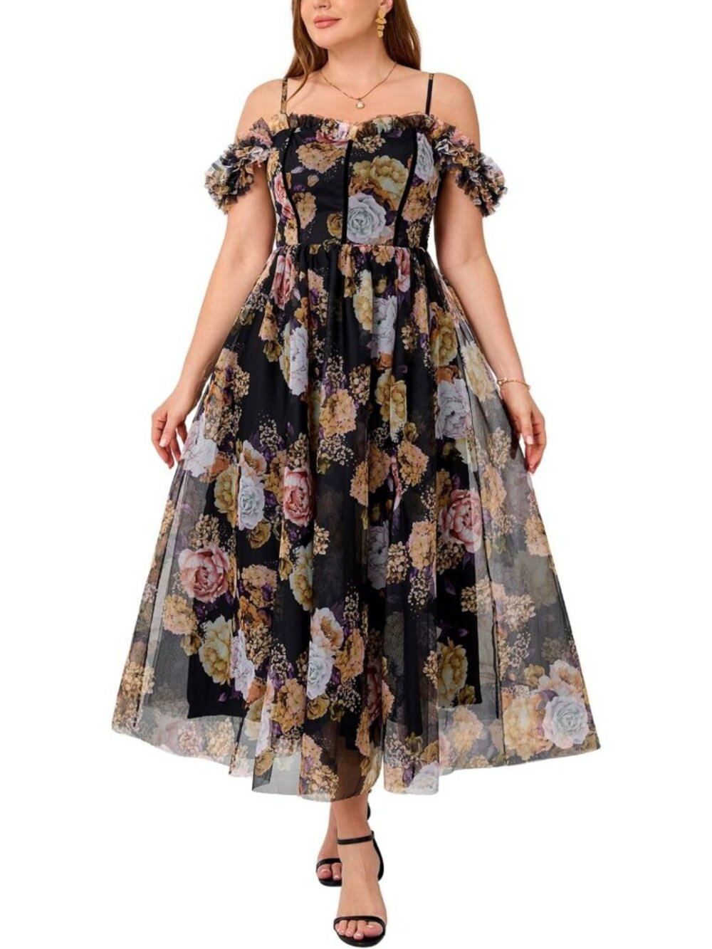 Plus Size Floral Cocktail Dress for Wedding Guests | Elegant Party Dress with